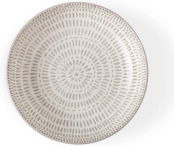Signature Housewares 26 OZ Shallow Dinner Bowls/Deep Plates Perfect for Spaghetti and Salads - Set of 4 - Large Ceramic Bowls - Colorful Pasta Bowls - Set of 4, Multi-tone Neutral