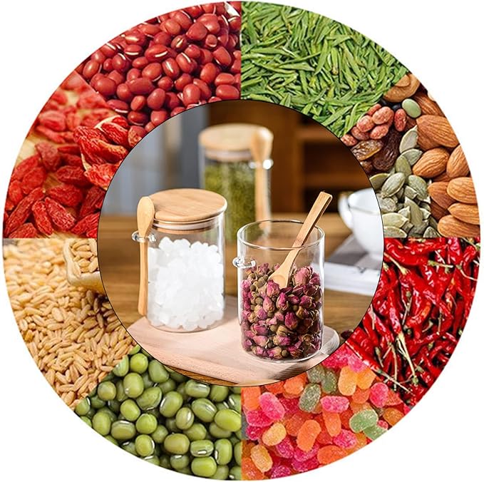 2-Pack 18.2 oz Overnight Oats Containers with Lids,Sealed Borosilicate Glass Jars with Bamboo Lid and Spoon,Clear Food Storage Jar for Kitchen,Candy, Spices, Coffee Beans,Cookies, Salad,Oats, Flour