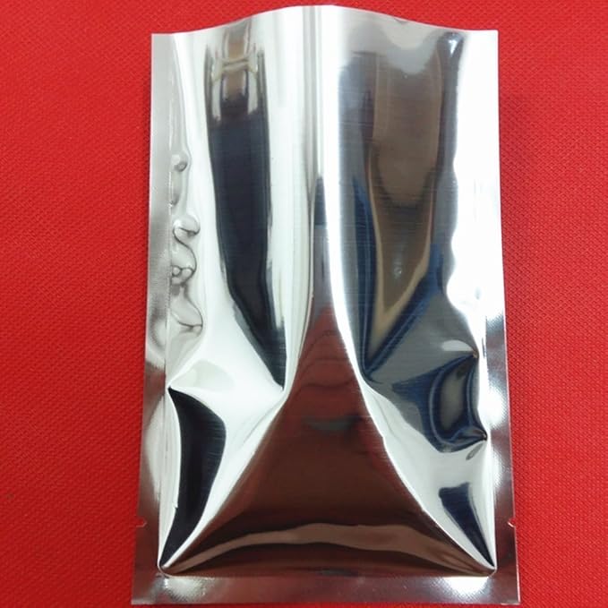 PABCK 100 Pack 4.7x6.7 inch (Inside Size 4.3x6.3 inch) Silver Foil Pouch Heat Seal Bulk Food Storage Bags Vacuum Sealer Wrapping