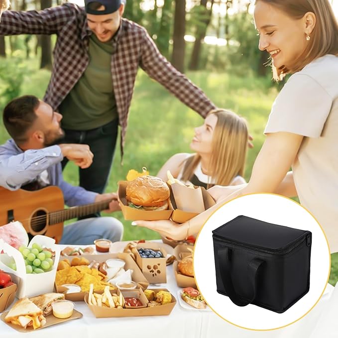 10 Pack Insulated Lunch Bags Bulk, Reusable Cooler Bags, Leakproof Lunch Boxes Set, Waterproof Thermal Cooler Bags, Insulated Beverage Bag for Women Men Work Picnic Beach(Black)