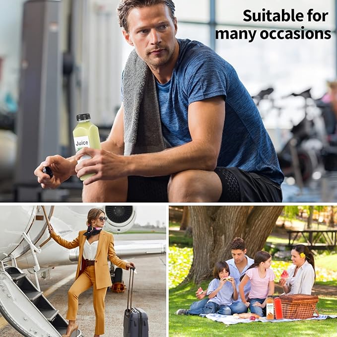 16oz Empty Juice Bottles with Caps, Pack of 24 Reusable PET Plastic Clear Water Bottle Recyclable Drink Bulk Containers with Leak-Proof Lids for Juice Water Milk and Beverages