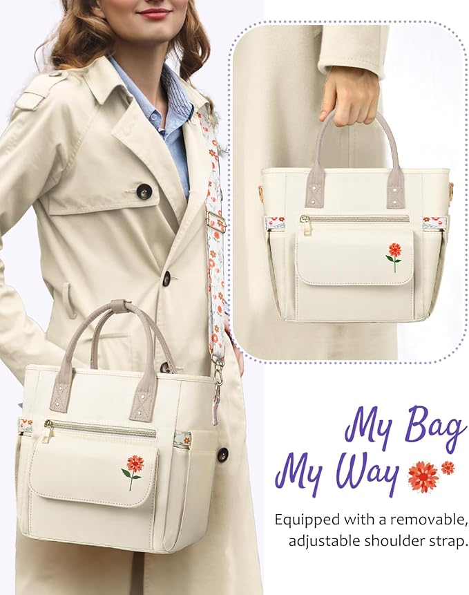Deluxe Large Insulated Lunch Bag Box Women - Leakproof Waterproof Cooler with Multi Pockets Removable Strap for Work Picnic - Teacher Mothers Day Christmas Birthday Gifts
