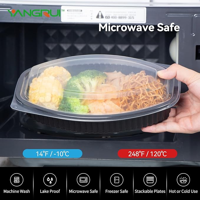 YANGRUI To Go Containers, Shrink Wrap 40 Pack 24oz Leak Proof Reusable Machine Washable Meal Prep Container BPA Free Microwave Freezer Safe Take Out Containers