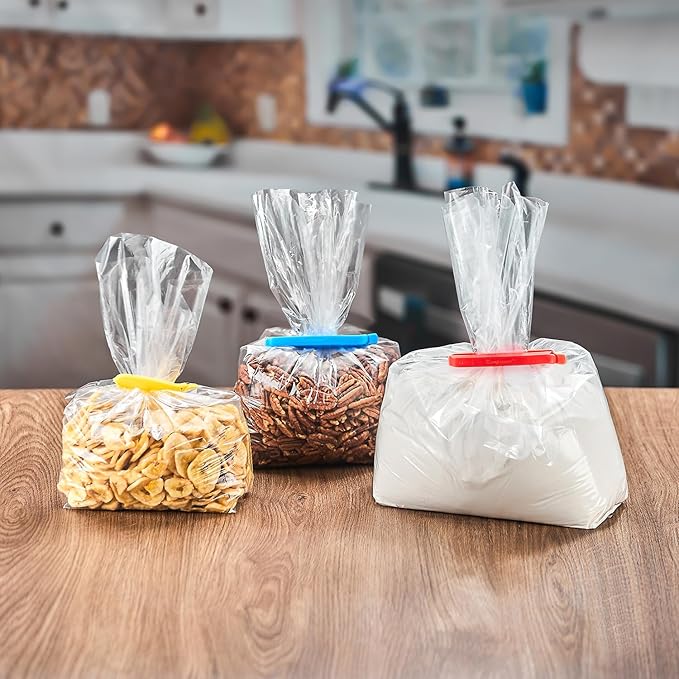 Keenpioneer Bag Sealing Clips for Food and Snack Storage, Decorating/Icing Bag Sealing Clips, 4inch, 12-Piece, 4-Color