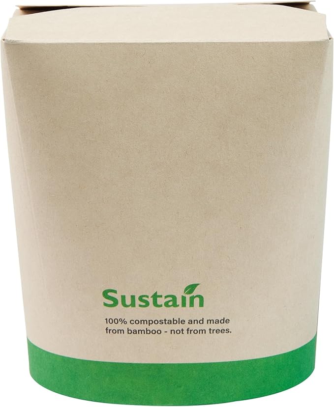 Restaurantware Sustain 32 Ounce Sturdy Paper Take Out Boxes, 200 Disposable Take Out Food Containers - With PLA lining, Compostable, Bamboo Paper Containers, Built-In Tab-Lock Cover, Greaseproof