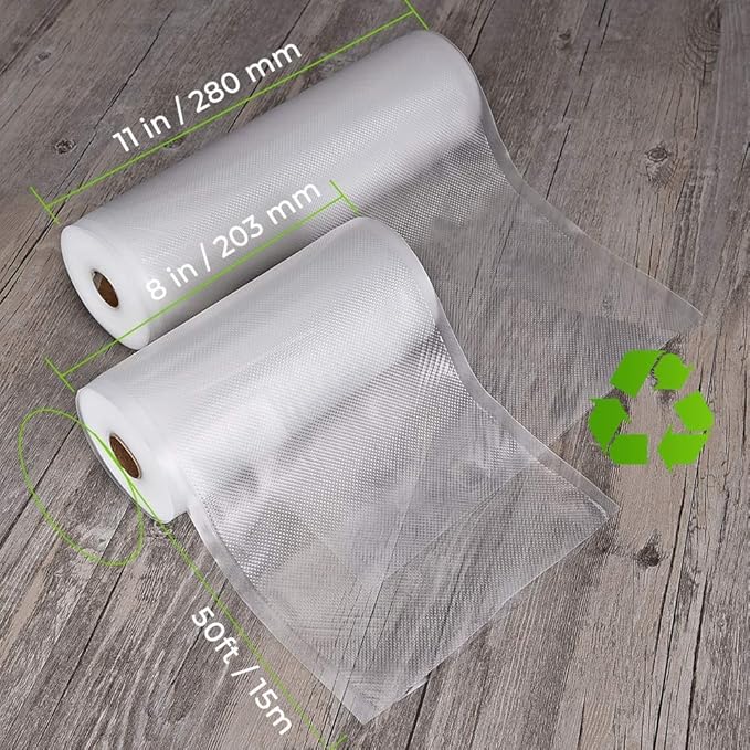 Vacuum Sealer Bags for Food 6 Pack,Vacuum Seal Bags,XinBaoLong,Commercial Grade, Heavy Duty, BPA Free,Great for Vac Storage.6 Pack 8"x20'(3Rolls) and 11"x20' (3Rolls) Total 120 Fee