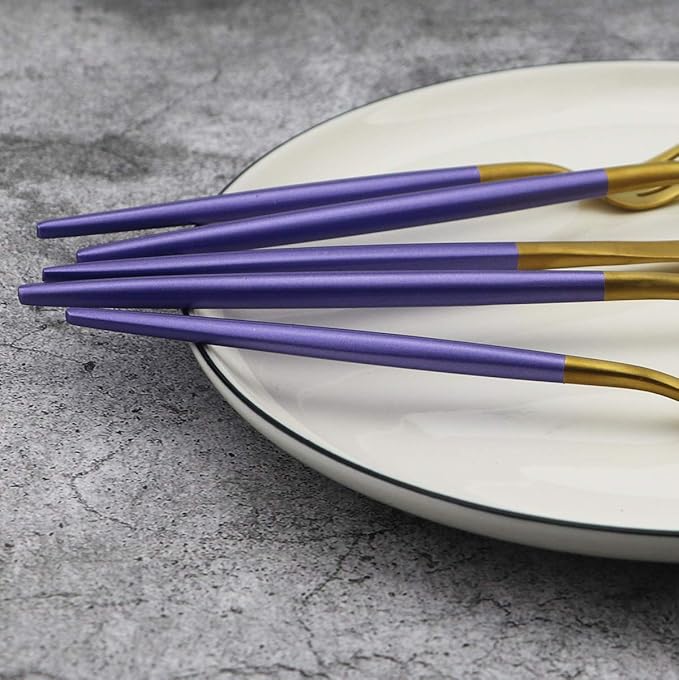 5-Piece Matte Gold Silverware Set, 18/10 Stainless Steel Satin Finish Flatware, Kitchen Utensil Set, Dishwasher Safe