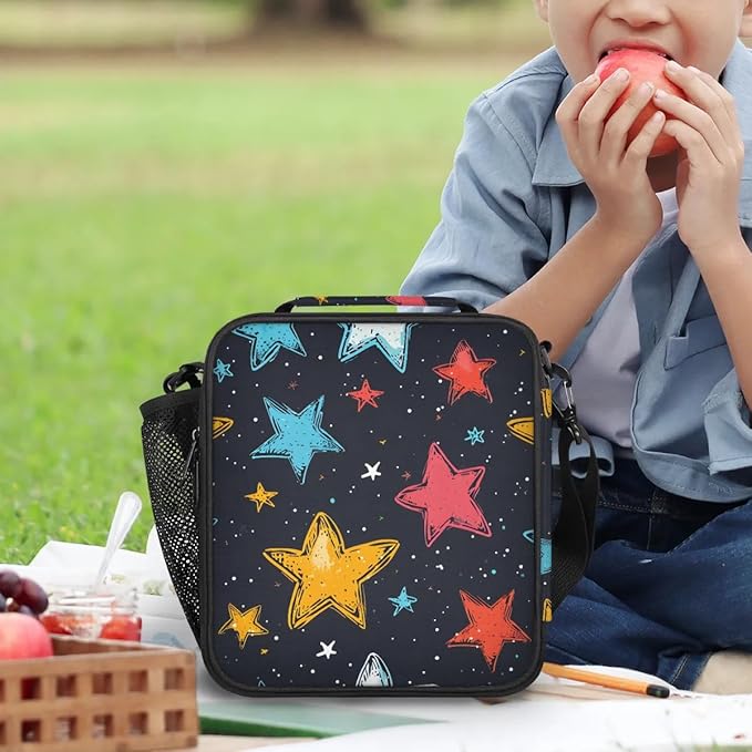 Colorful Stars Lunch Bag Personalized Lunch Bag Insulated Lunch Bag Reusable Lunch Box Picnic Travel Lunch Tote Bag Snack Bag