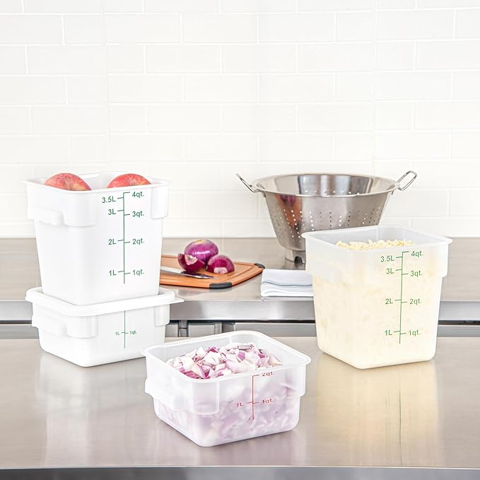 Restaurantware - Met Lux 2 Quart Food Storage Container, 1 Translucent Storage Container - Lids Sold Separately, Green Volume Markers, Dishwashable Container, Side Handles, For Storing Foods