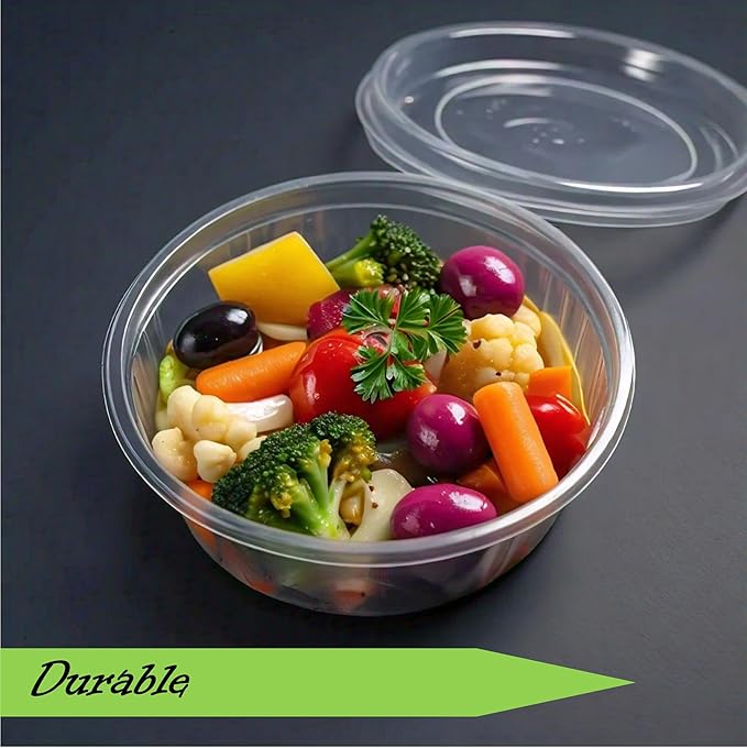 Mr Miracle 16 oz Clear Deli Containers with Lids. Pack of 12. Airtight Reusable Plastic Food and Multi-Purpose Containers. Microwave, Freezer and Dishwasher Safe