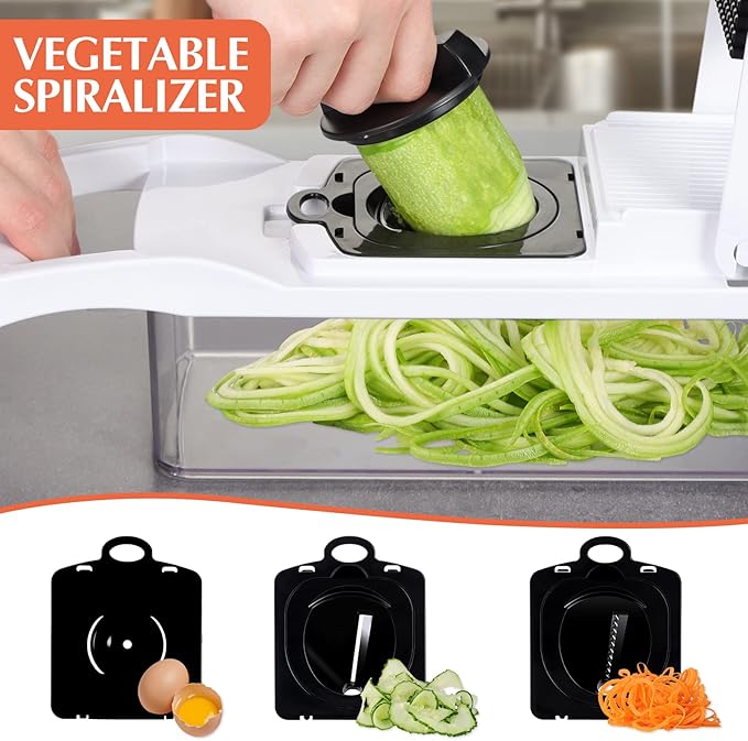 KEOUKE Vegetable Chopper 16in1 Veggie Chopper Slicer Cutter Food Dicer with Container Hand Guard Draining Basket, Pro White