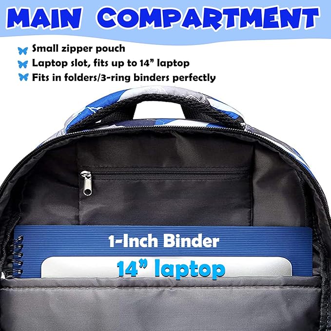 BLUEFAIRY Boys Backpack with Lunch Box for Kids Elementary Middle School Bags Set Child Book Bags Back to School Gifts Mochila Escolar para Niños Adolescentes Camo Blue