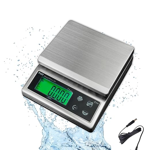 Polit Food Kitchen Scale Sun, 13lb/6Kg Digital Kitchen Scale Grams Ounces 0.5g/0.01oz Accuracy, Waterproof Stainless Steel with LCD Display, Rechargeable, 5 Weight Units (Power Adaptor Included)
