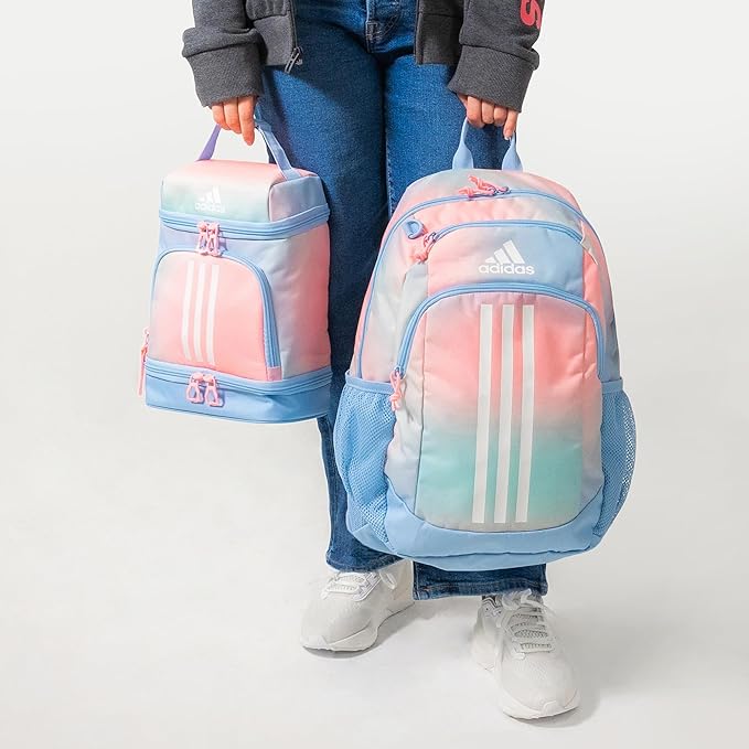 adidas Excel Bag, Cooler with Zipper, Pocket for Ice Pack, and Clip, Temperature Control Insulation, Lunch Dazed Gradient Clear Sky/Clear Sky Blue/Pink Spark, One Size