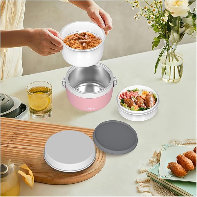 Thermo for Hot Food 21oz, Vacuum Insulated Stainless Steel Food Jar for Adults, Wide Mouth Leakproof Lunch Containers (Pink)