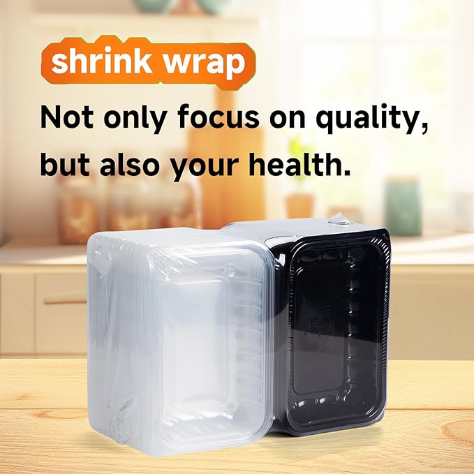 YANGRUI Clamshell Take Out Containers, Anti-Fog Leak Proof Shrink Wrap 30 Pack 9 x 6 Inch 27 oz Meal Prep Container BPA Free PP Material Microwave Freezer Safe Hinged To Go Containers