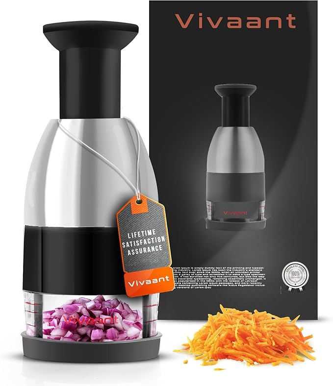 Slap Chop Manual Hand Chopper - Versatile Food Dicer, Vegetable slicer and Onion Chopper, Handy Nut Chopper, Garlic Mincer and Onion cutter, Tomato - Efficient and Quick Kitchen Aid