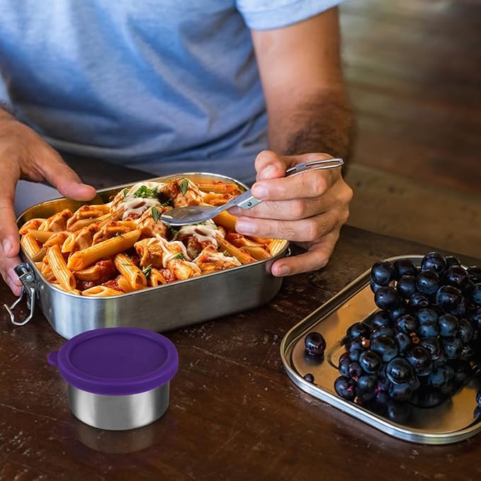 Stainless Steel Lunch Box with Safe Closure Lid for Meal Planning and Portion Control - Bento Box Stainless Steel - BPA-Free, Leakproof & Dishwasher Safe Metal Bento Box Container for On-the-Go