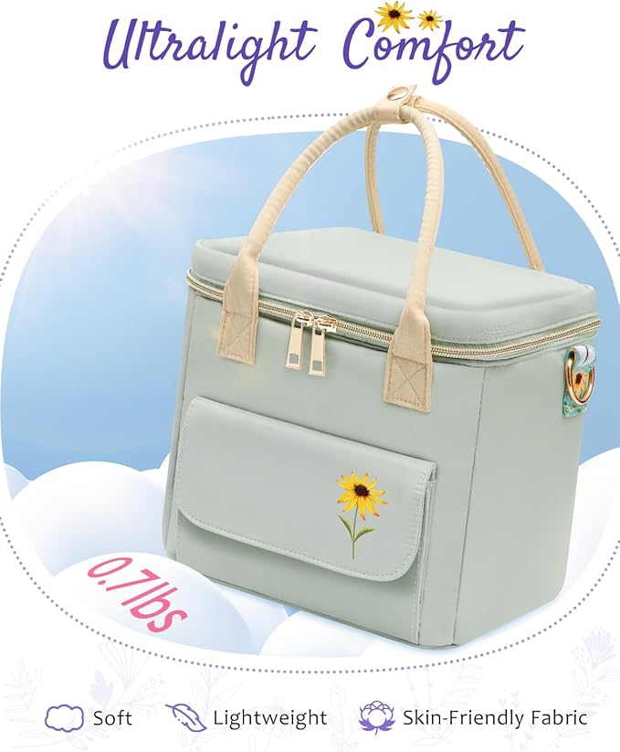 Small Insulated Lunch Bag Box Women - Leakproof Water-Repellent Lightweight Cooler with Removable Strap for Work Picnic - Teacher Mothers Day Christmas Birthday Gifts
