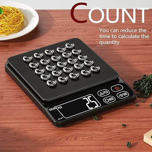 Mini Scale,6.6lb Scale for Grams,Digital Scale Food,Cooking Scale and Food Scales for Kitchen,Food Scale Grams and Ounces,Grams Scale,7Units,Auto Off,Tare,PCS,LCD Display