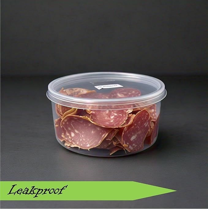 Mr Miracle 16 oz Clear Deli Containers with Lids. Pack of 12. Airtight Reusable Plastic Food and Multi-Purpose Containers. Microwave, Freezer and Dishwasher Safe