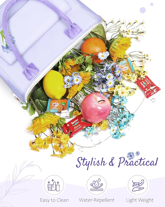 Small Insulated Lunch Bag Box Women - Leakproof Water-Repellent Lightweight Cooler with Removable Strap for Work Picnic - Teacher Mothers Day Christmas Birthday Gifts