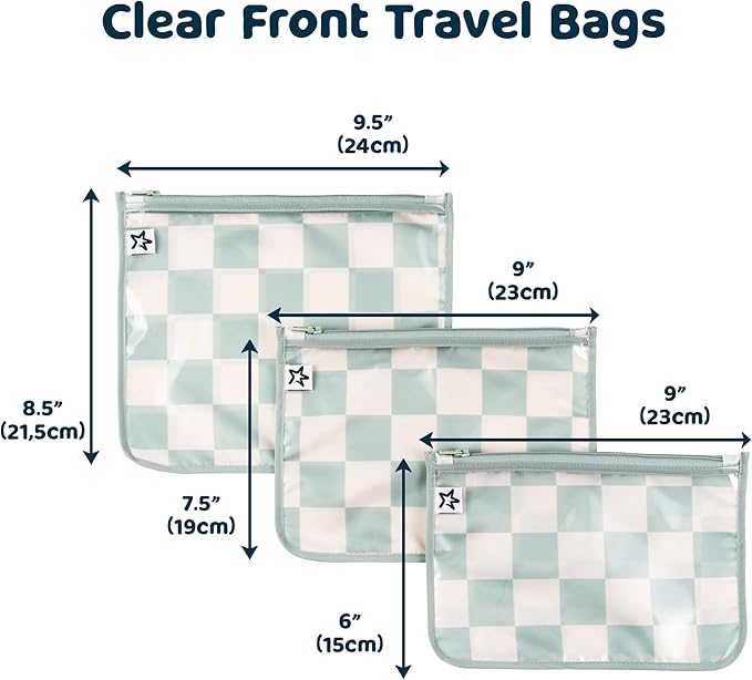 Tiny Twinkle Mess-Proof Travel Bags | TSA Airline Compliant, Zipper Closure, Clear Front Pouch, Diaper Bag Packing, Toiletry or Makeup Cosmetics Organizer