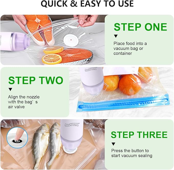 Vacuum Sealer - Handheld Vacuum Sealer Machine for Food, Portable Food Storage with 10 Seal Bags, Sous Vide Friendly