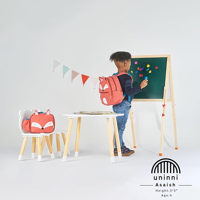 Toddler Lunch Bag for Girls and Boys, Lunch Box for Kids Ages 2–5, Fully Insulated with Padded Handle, Storage Pocket and Water Bottle Pocket, Lightweight, Easy to Clean, BPA-Free - Fox