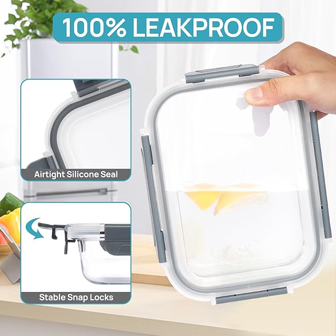 Vtopma Glass Food Containers (8pack 35oz+12.5oz)