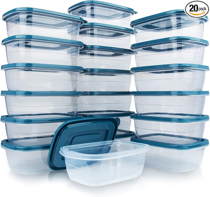 20PCS Rectangle Plastic Portion Box Sets with Lids.Food Storage Box,Container Sets,Food Storage,Food Containers,Plastic Container,use for School,Work and Travel,0.53 Quarts Per Box.