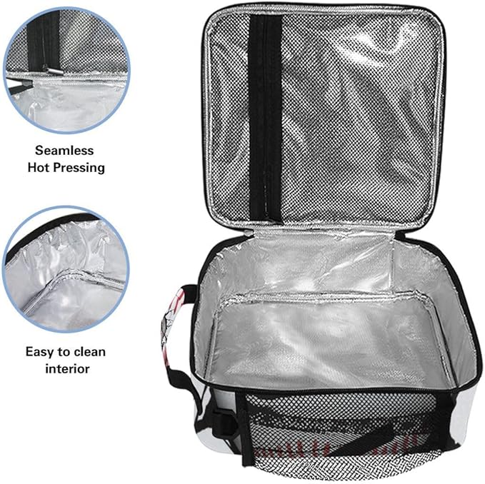 Sport Baseball Lunch Box for Kids Boys Girls, Cooler Insulated Lunch Tote Bag with Adjustable Strap for School Daycare