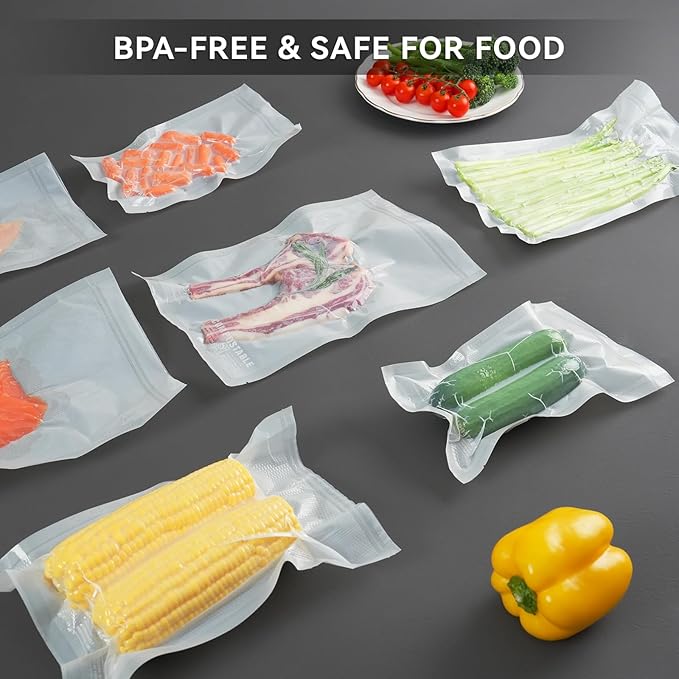 VestaEco Compostable Vacuum Sealer Bags, 8" x 12" 50 Count, Eco-Friendly, Heavy-Duty Food Storage Bags, BPA-Free, for Storage, Meal Prep or Sous Vide