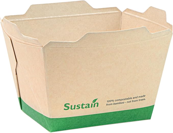 Restaurantware-Sustain 17 Ounce Sturdy Paper Take Out Boxes, 50 Disposable Take Out Food Containers - With PLA lining, Lids Sold Separately, Bamboo Paper Containers, Compostable, Click-Lock Design