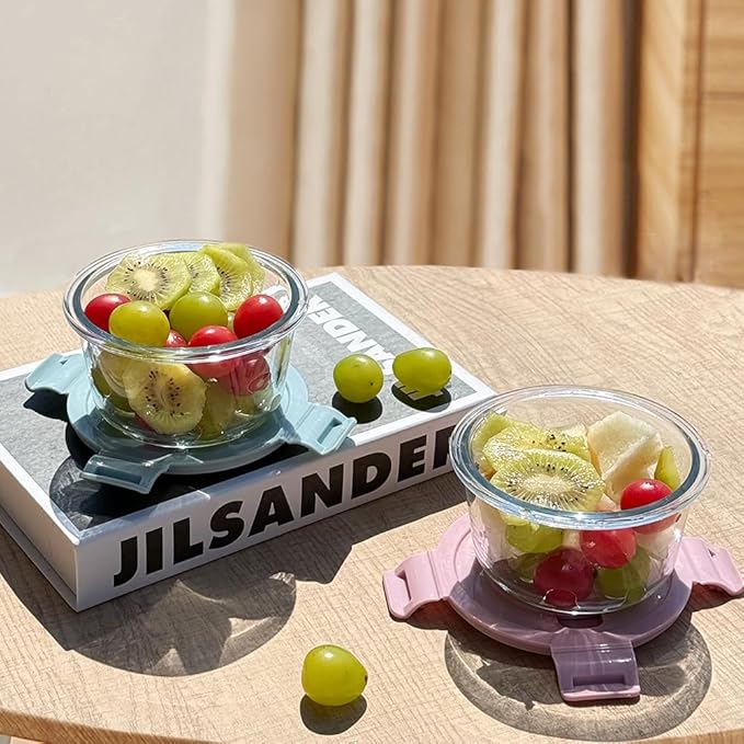 16 pcs Round Glass Soup storage Containers With Lids, 2 Cup Glass Food Container Sets, Glass Lunch Boxes, Kitchen Meal Prep Bowls With Airtight Lids, Freezer Microwave Dishwasher Safe-8Pack