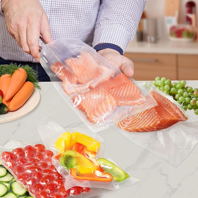 Vacuum Sealer Bags for Food - 50 Quart 8'' x 12'' Pre-Cut Food Saver Bags Quart Size, BPA Free Heavy Duty Vacuum Seal Bags for Food Preservation, Freezer Storage, Seal a Meal or Sous Vide