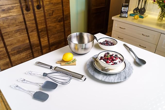 HUDSON Steel Mixing Bowl with Silicione Bases 9.5in (PFOA, PTFE & CADAMIUM)