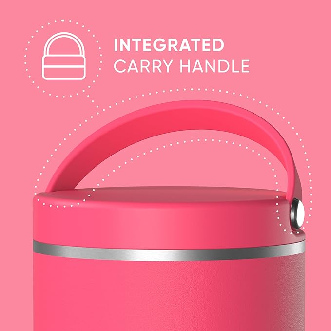 Hydrapeak 32oz Stainless Steel Vacuum Insulated Thermos Food Jar | Wide Mouth Leak-Proof Soup Container for Adults, 10 Hours Hot and 16 Hours Cold | Hot Pink