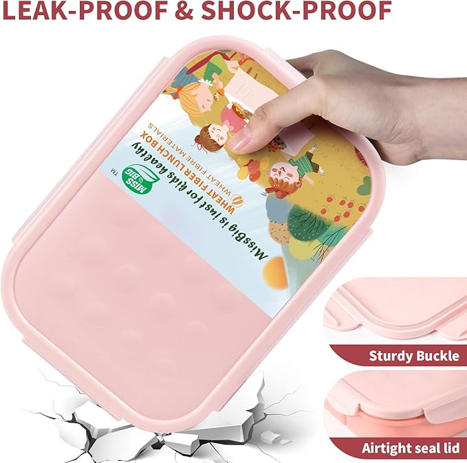 MISS BIG® Bento Box,Bento Box Adult,Lunch Box,Ideal Leak Proof Lunch Containers,No BPAs and No Chemical Dyes Bento Lunch Box,Dishwasher and Microwave Safe Lunch Containers for Adults(1900ml Pink)