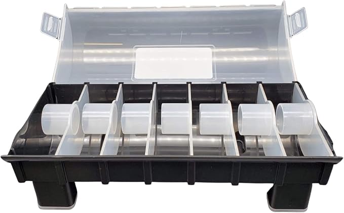 7-Slot Day of The Week Covered Label Dispenser (for 3/4" & 1" Labels) - Food Sticker Holder for Inventory Management and Meal Prep, Protects Labels Inside
