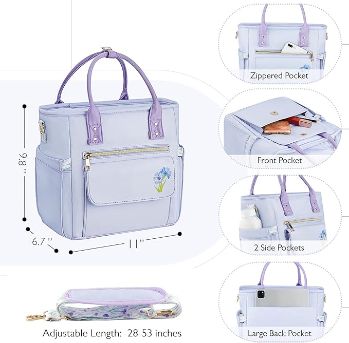 Deluxe Large Insulated Lunch Bag Box Women - Leakproof Waterproof Cooler with Multi Pockets Removable Strap for Work Picnic - Teacher Mothers Day Christmas Birthday Gifts