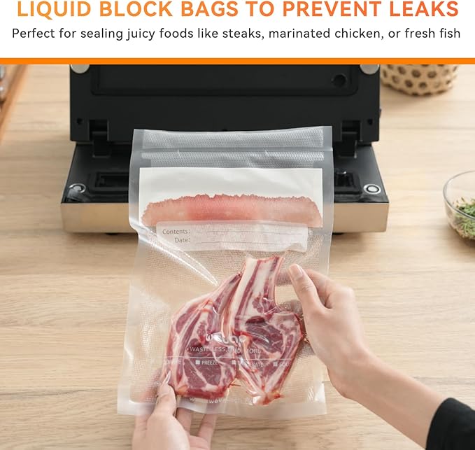 Family Pack Vacuum Sealer Rolls Bags, 6"x10" (50pcs), 8"x12" (70pcs), 8"x20' (2 rolls), 11"x20' (2 rolls), Compact Roll Dispenser, Leakproof Food Storage, Sous Vide, Meal Prep, Food Saver, Wevac Core