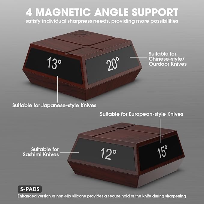 imarku Knife Sharpener, Professional Rolling Knife Sharpener with ABS Construction, 2 Diamond Discs & 4 Magnetic Angles (12°/13°/15°/20°) for All Kitchen Knife Set, Father's Day Gifts