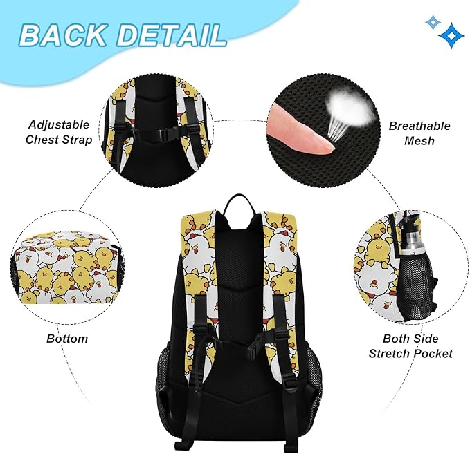 Farmhouse Chicken Rooster Kids Backpack for Girls Boys School Bookbag with Insulated Lunch Box for Elementary Primary Schooler Backpack Set