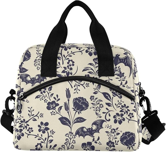 Goth Bat Insulated Lunch Bag Reusable Lunch Tote Bag Cooler Bag for Women Men Adult Lunch Box with Adjustable Shoulder Strap Leakproof Lunch Bag for Work Picnic Camping