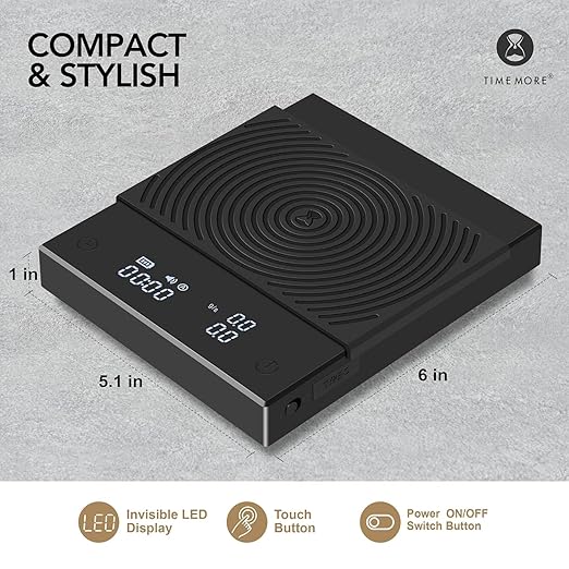 TIMEMORE Coffee Scale Basic 2.0 Electronic Espresso Scale with with Timer,2000 Grams and Water Flow Rate and Timer Function,Flow Rate Display 2024 Upgraded Version