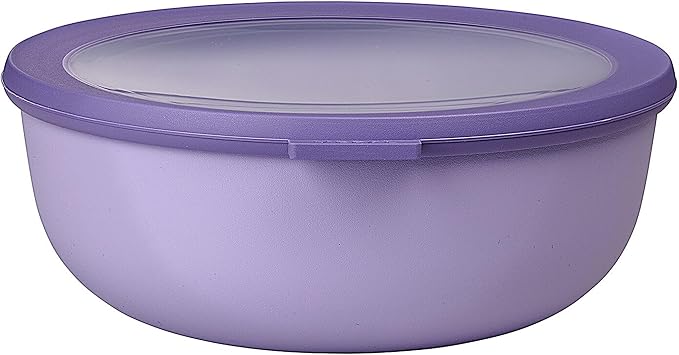 Mepal Cirqula 76oz/2,250ml Multi Food Storage & Shallow Serving Bowl with Transparent Lids | Perfect for Food Prep | Microwave & Dishwasher Safe | Nordic Lilac | Made in Holland