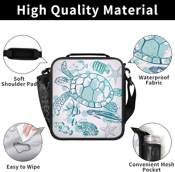 Lunch Bag Personalized Sea Turtle Ocean Lunch Bag Gifts Insulated Lunch Bag Reusable Lunch Box Picnic Travel Lunch Tote Bag Snack Bag