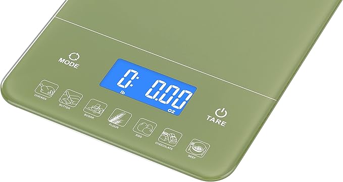Ozeri Touch III Digital Kitchen Scale with Calorie Counter, 22 lbs (10 kg), Calla Green