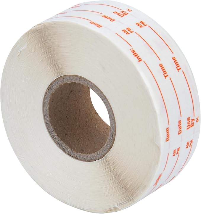 L LIKED 500 Stickers Use by 1 x 2 Inch Dissolvable Food Storage Labels for Containers Prep roll of 500 (Red)